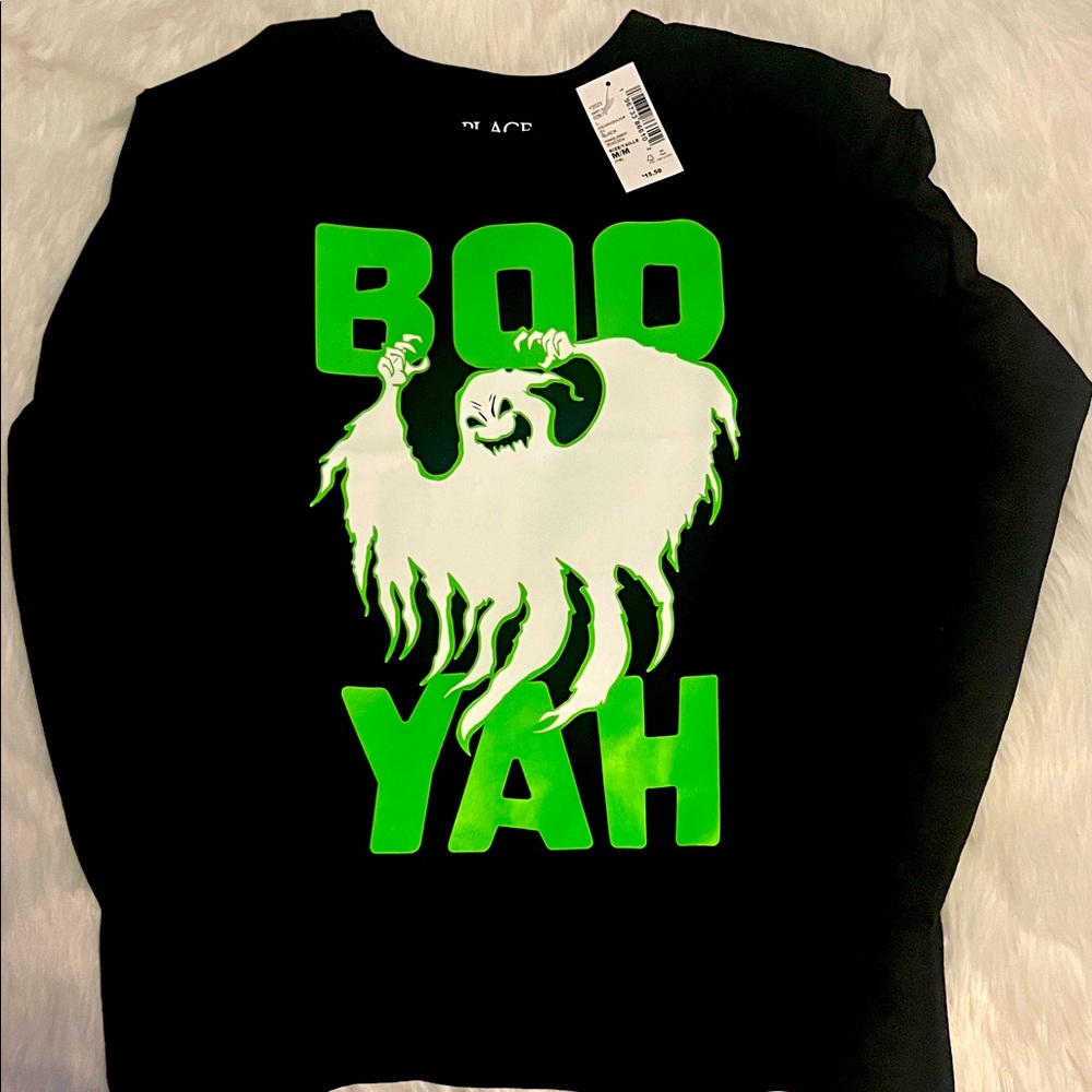 The Children's Place Black and Neon Green Boo Yah Shirt